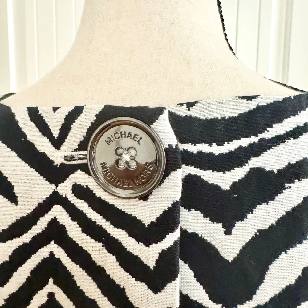 NWT Michael Kors Zebra Print Cut-Out Sheath Dress Mini Black White Size 4 - Picture 8 of 15